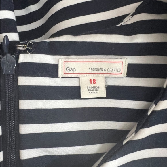 GAP Ponte Knit Blue/White Striped 3/4 Sleeve Dress Pockets Womens Size 18 - Picture 6 of 7